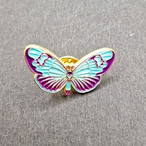 Blue purple butterfly pin brooch wearable art fashionista